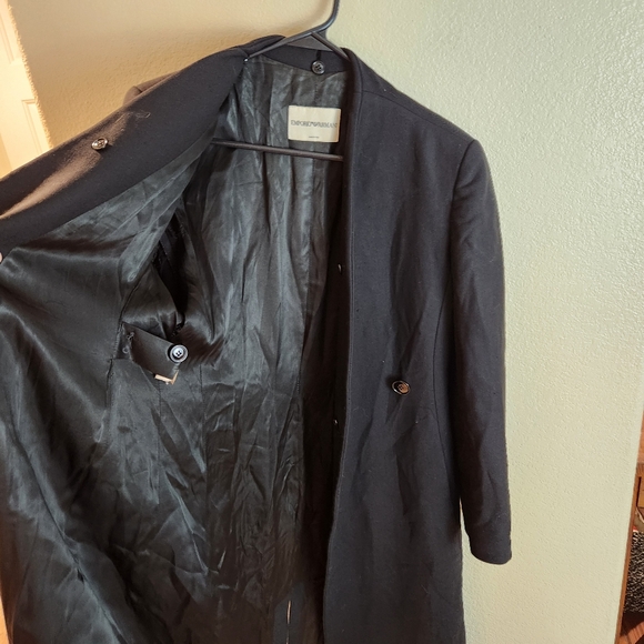 Vintage Emporio Armani Black 100% Wool Long Coat Made in Italy - Picture 5 of 12